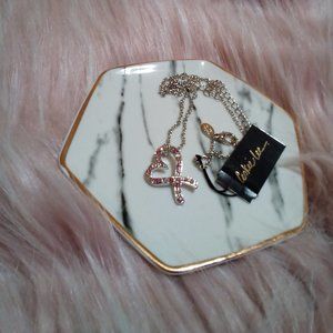 Cookie Lee pink heart necklace and pendant